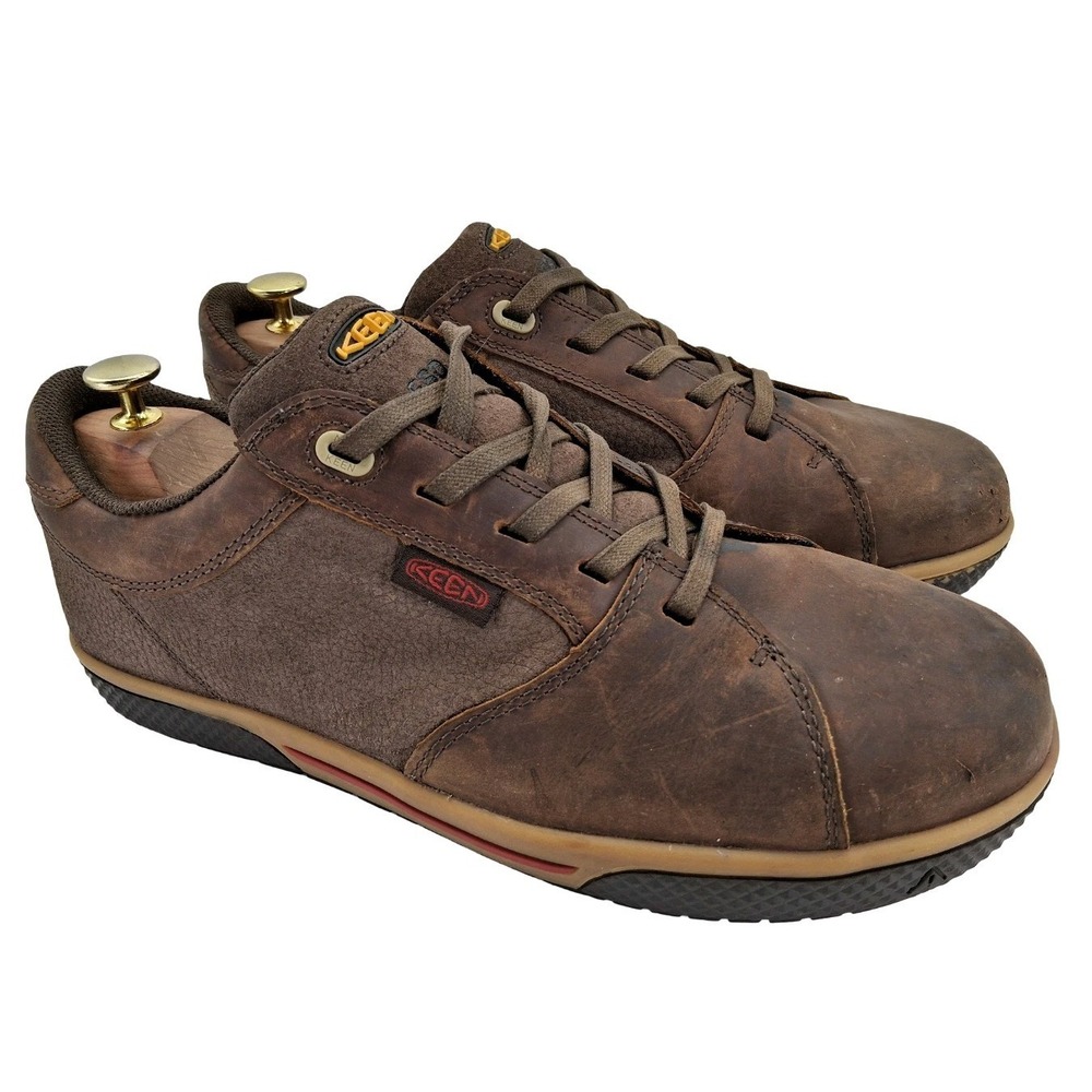 KEEN Work Shoes Mens Size 11 Brown Leather Slip Resistant ESD ASTM F2413 Casual